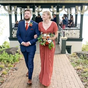 David's Bridal Cinnamon Bridesmaid Dress